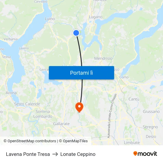 Lavena Ponte Tresa to Lonate Ceppino map