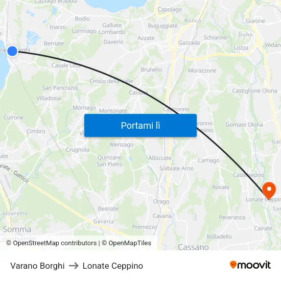 Varano Borghi to Lonate Ceppino map