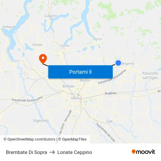 Brembate Di Sopra to Lonate Ceppino map