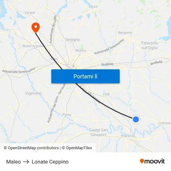 Maleo to Lonate Ceppino map