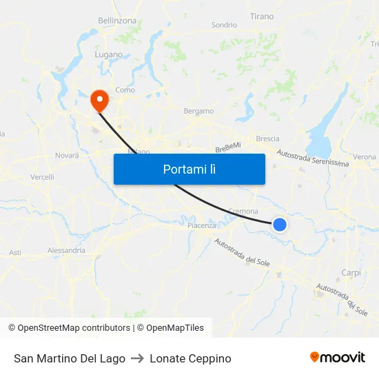San Martino Del Lago to Lonate Ceppino map