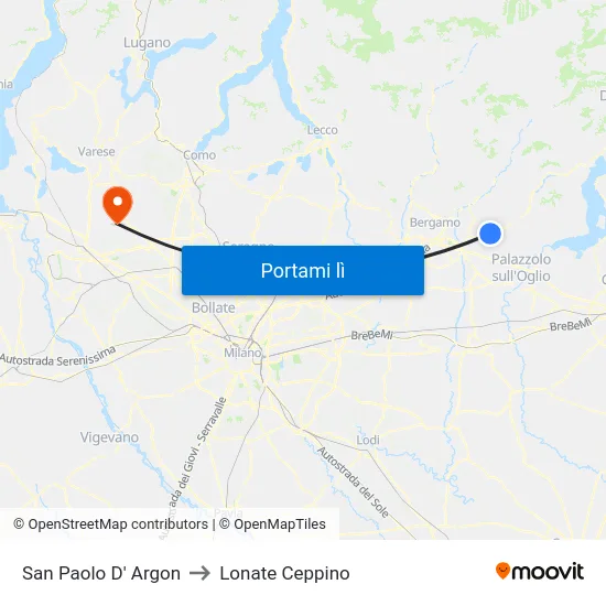 San Paolo D' Argon to Lonate Ceppino map
