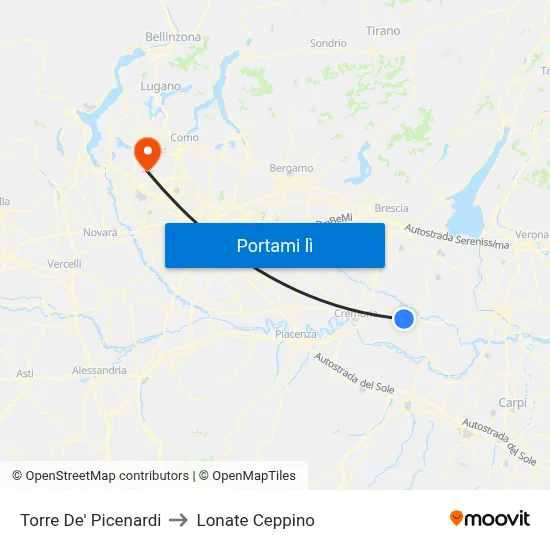 Torre De' Picenardi to Lonate Ceppino map