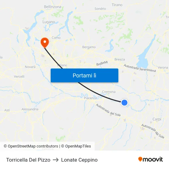 Torricella Del Pizzo to Lonate Ceppino map