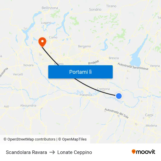 Scandolara Ravara to Lonate Ceppino map