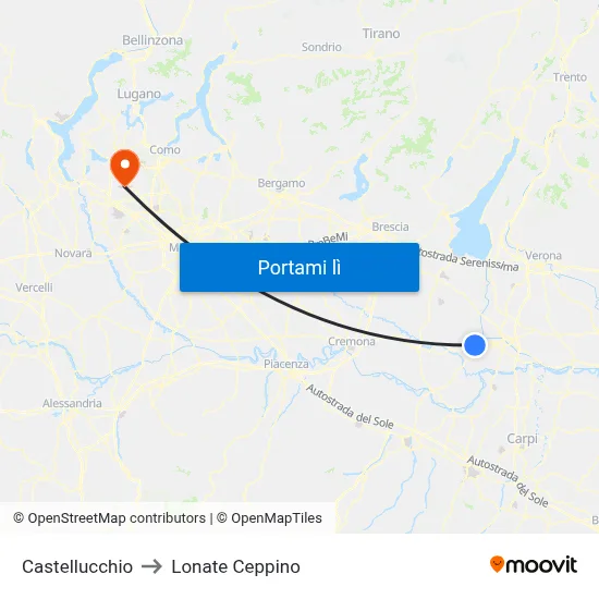 Castellucchio to Lonate Ceppino map