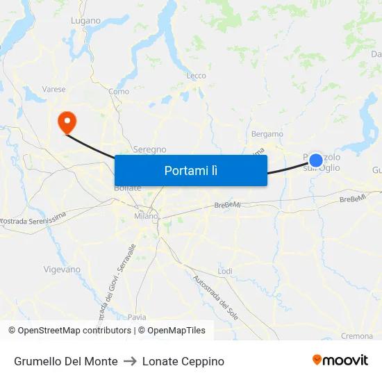 Grumello Del Monte to Lonate Ceppino map