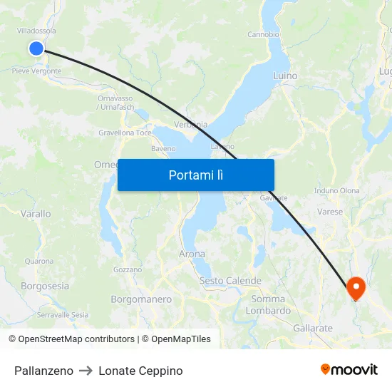Pallanzeno to Lonate Ceppino map