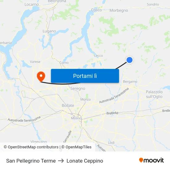 San Pellegrino Terme to Lonate Ceppino map