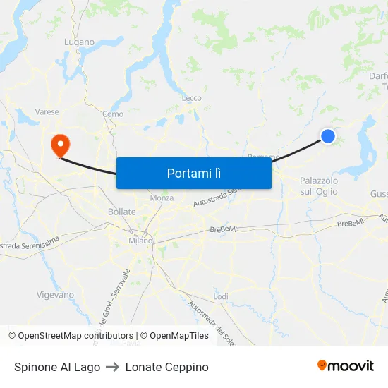 Spinone Al Lago to Lonate Ceppino map