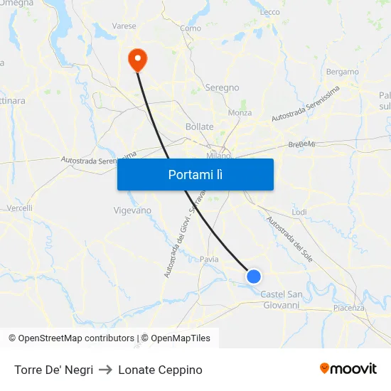 Torre De' Negri to Lonate Ceppino map