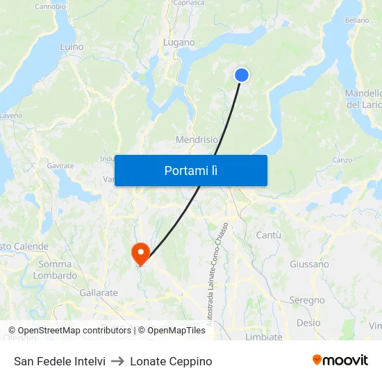 San Fedele Intelvi to Lonate Ceppino map