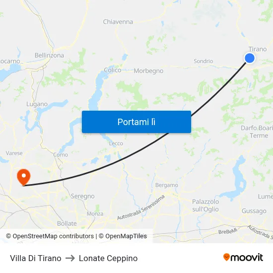 Villa Di Tirano to Lonate Ceppino map