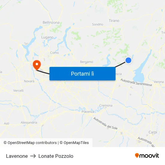 Lavenone to Lonate Pozzolo map