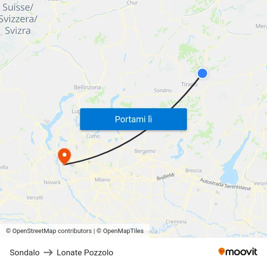 Sondalo to Lonate Pozzolo map