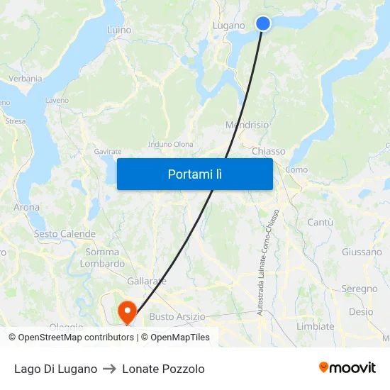 Lago Di Lugano to Lonate Pozzolo map