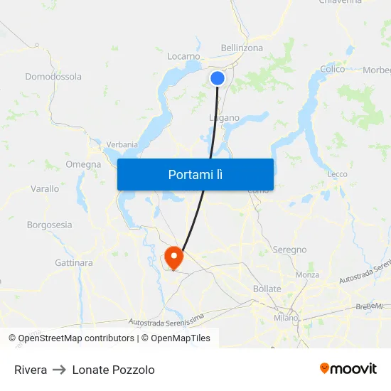 Rivera to Lonate Pozzolo map