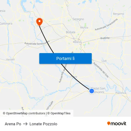 Arena Po to Lonate Pozzolo map