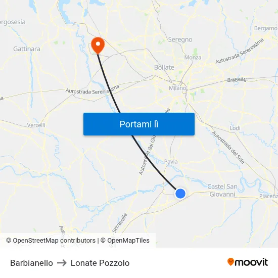 Barbianello to Lonate Pozzolo map
