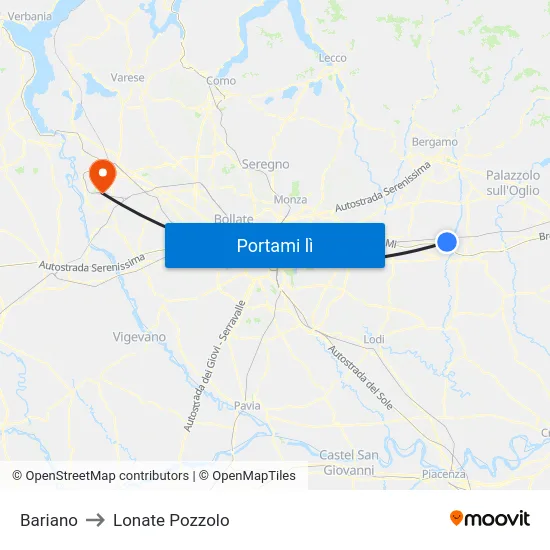Bariano to Lonate Pozzolo map