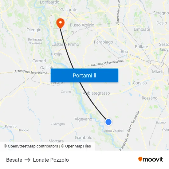 Besate to Lonate Pozzolo map