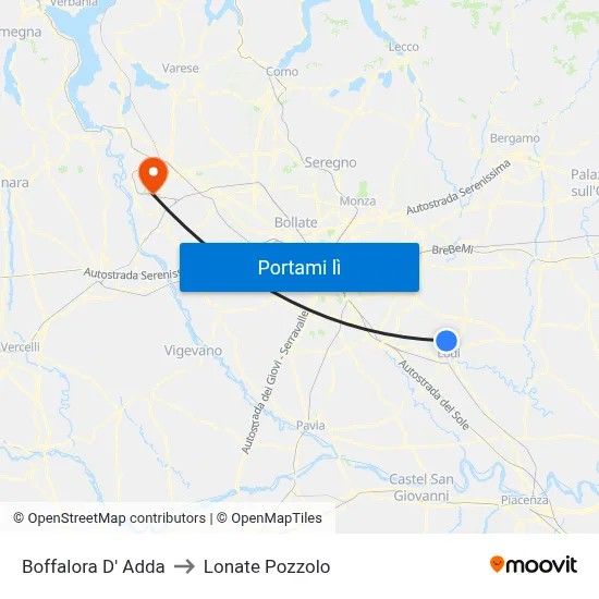 Boffalora D' Adda to Lonate Pozzolo map