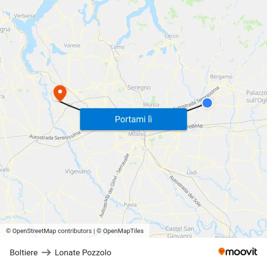 Boltiere to Lonate Pozzolo map