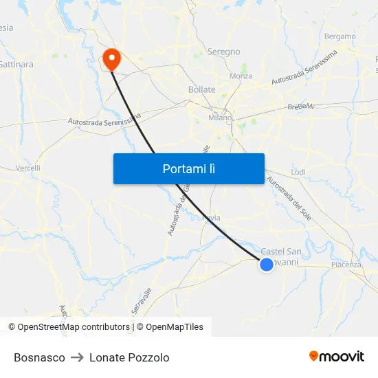 Bosnasco to Lonate Pozzolo map