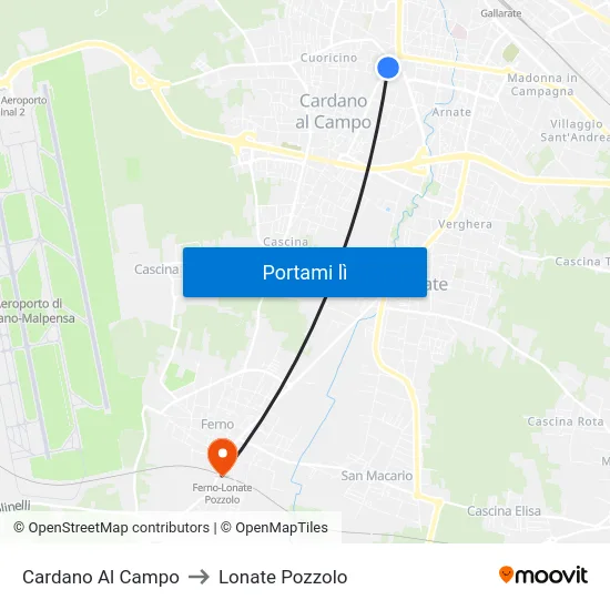 Cardano Al Campo to Lonate Pozzolo map
