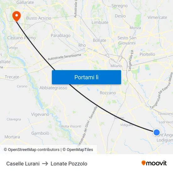 Caselle Lurani to Lonate Pozzolo map