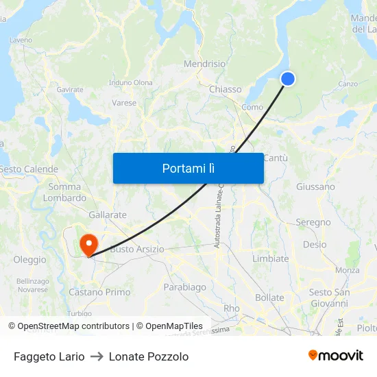 Faggeto Lario to Lonate Pozzolo map