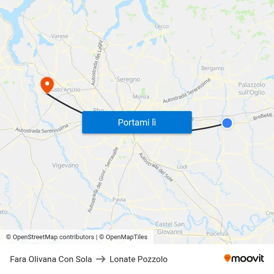 Fara Olivana Con Sola to Lonate Pozzolo map
