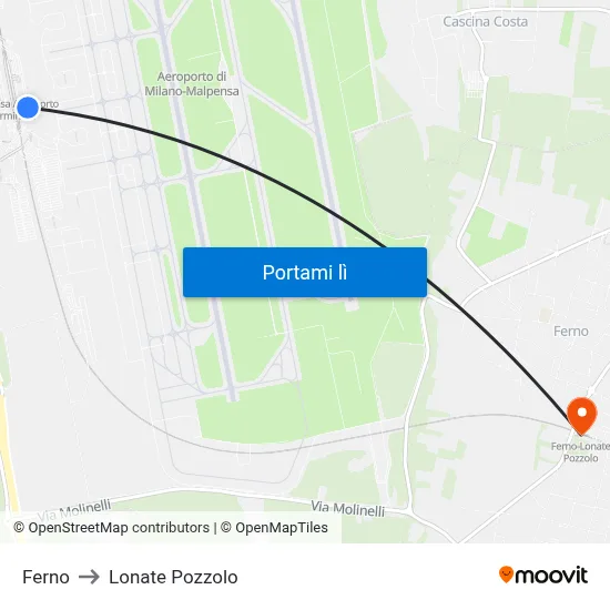 Ferno to Lonate Pozzolo map