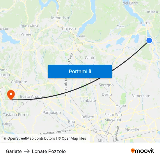 Garlate to Lonate Pozzolo map