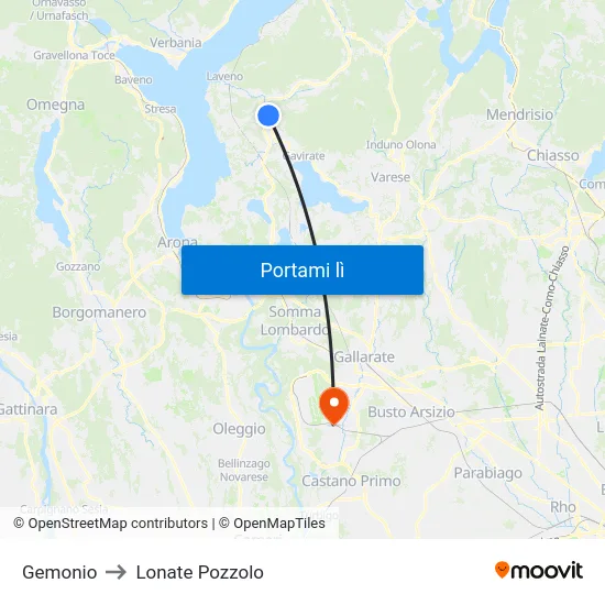 Gemonio to Lonate Pozzolo map
