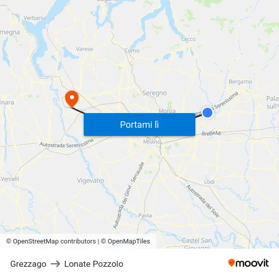 Grezzago to Lonate Pozzolo map