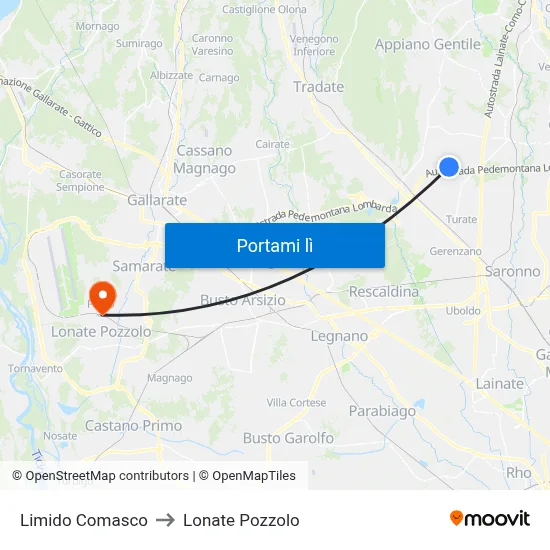 Limido Comasco to Lonate Pozzolo map