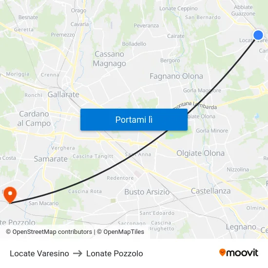 Locate Varesino to Lonate Pozzolo map
