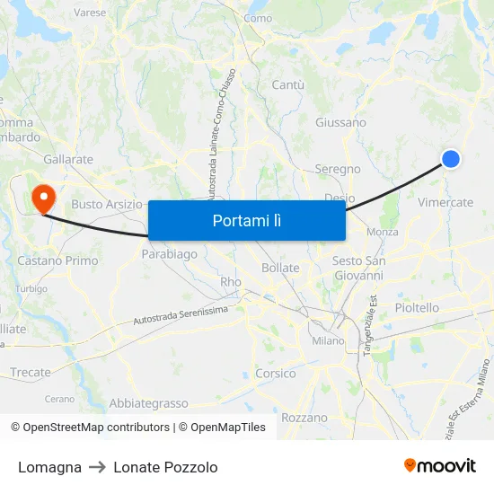 Lomagna to Lonate Pozzolo map
