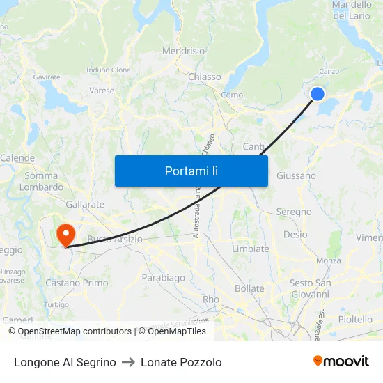 Longone Al Segrino to Lonate Pozzolo map