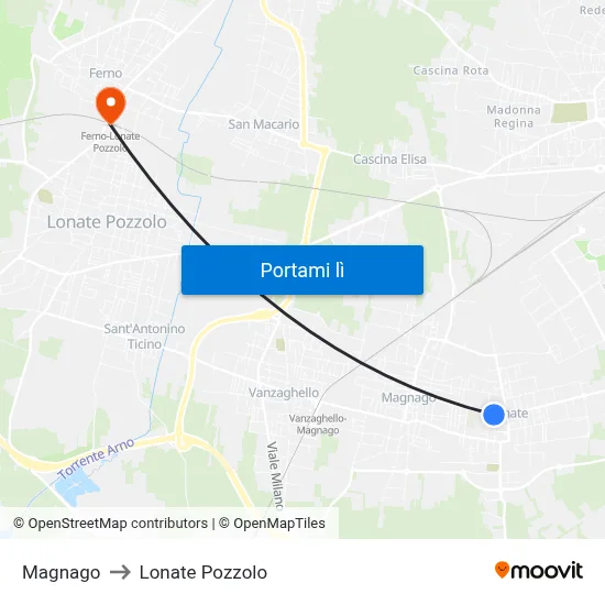 Magnago to Lonate Pozzolo map