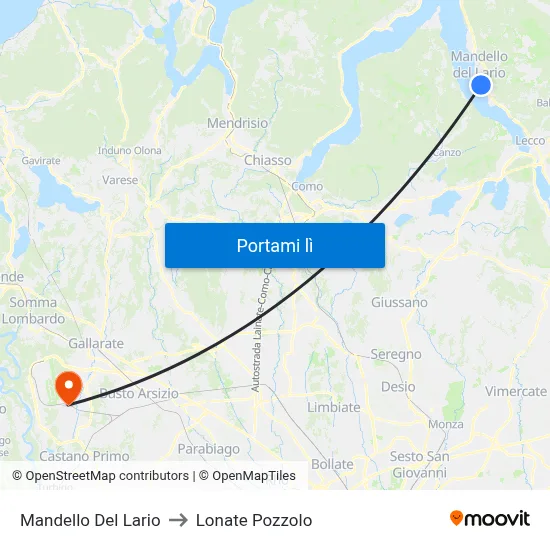 Mandello Del Lario to Lonate Pozzolo map