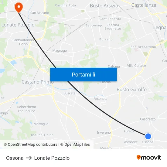 Ossona to Lonate Pozzolo map