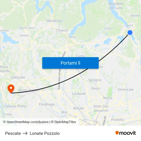 Pescate to Lonate Pozzolo map