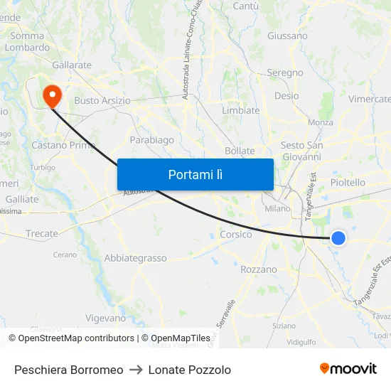 Peschiera Borromeo to Lonate Pozzolo map