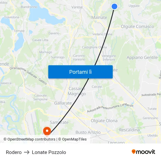Rodero to Lonate Pozzolo map