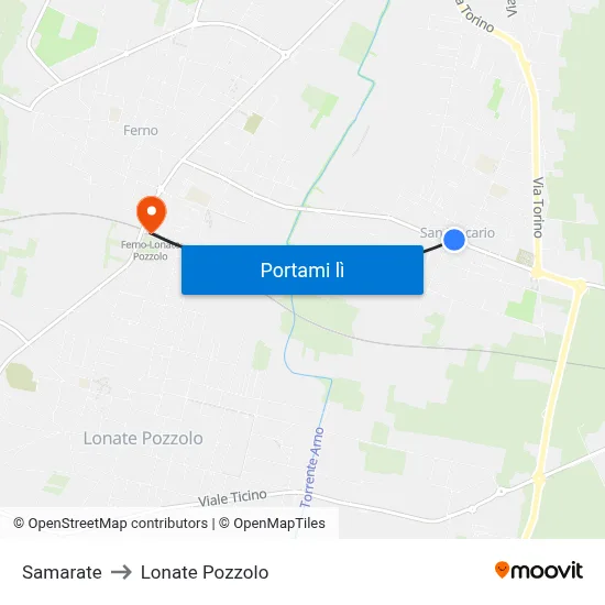 Samarate to Lonate Pozzolo map