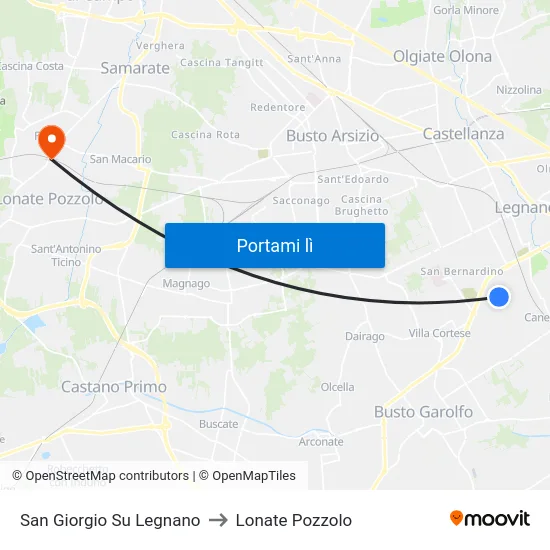 San Giorgio Su Legnano to Lonate Pozzolo map