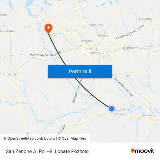 San Zenone Al Po to Lonate Pozzolo map