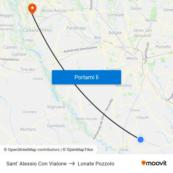Sant' Alessio Con Vialone to Lonate Pozzolo map